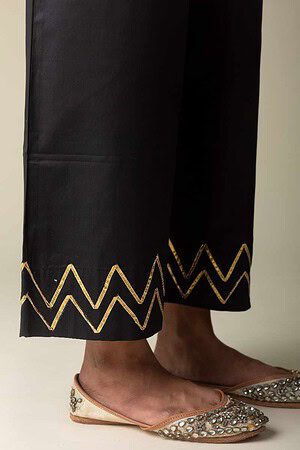 Image for Kusvaa Wsp05 Cotton Satin Palazzo With Pocket Black Closeup New