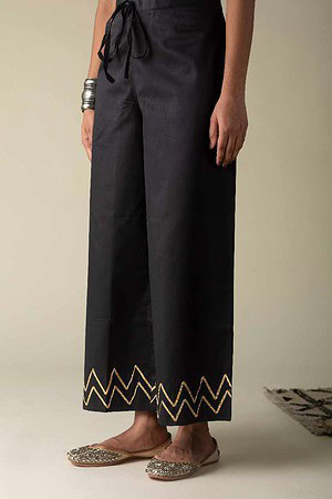 Image for Kusvaa Wsp05 Cotton Satin Palazzo With Pocket Black Featured New