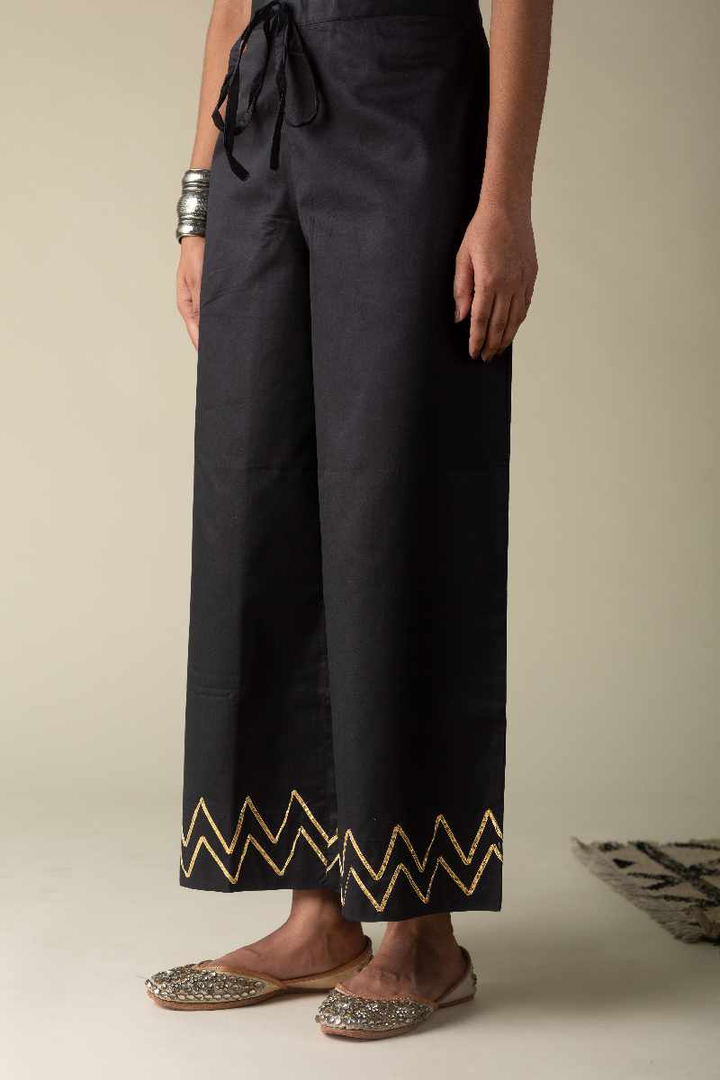 Image for Kusvaa Wsp05 Cotton Satin Palazzo With Pocket Black Featured New