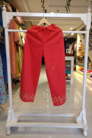Image for Kusvaa Wsp05 Pinkish Red Cotton Satin Palazzo Pocket Elasticated Waist