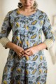 Image for Sr37 Kusvaa Blue Yellow Block Print Kurta Closeup