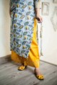 Image for Sr37 Kusvaa Blue Yellow Block Print Kurta Side