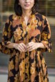 Image for Sr38 Kusvaa Brown Maple Block Print Dress Closeup