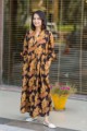 Image for Sr38 Kusvaa Brown Maple Block Print Dress Pockets