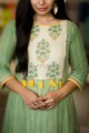 Image for Wa257a Kusvaa Green Stripes Kurta Printed Palazzo Closeup