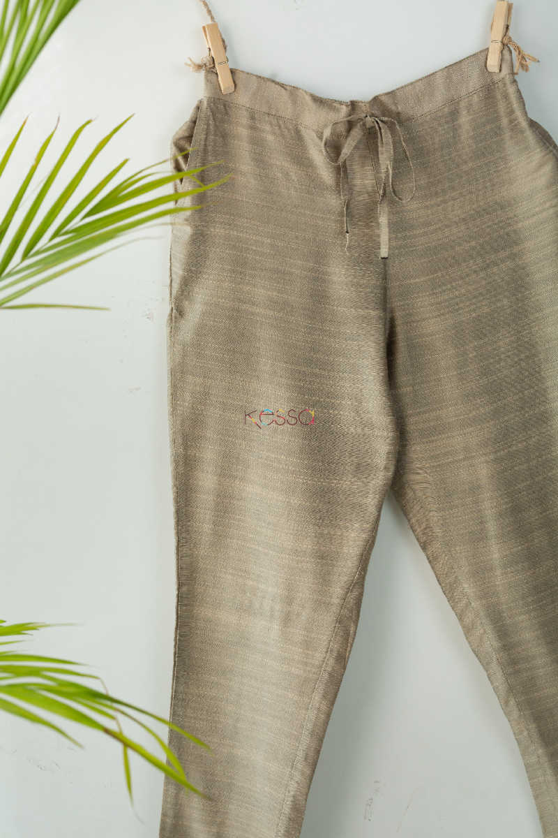 Image for Ws207p Cotton Silk Pants Pocket Elasticated Waist Blush Red Grey Look