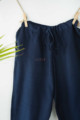 Image for Ws207p Cotton Silk Pants Pocket Elasticated Waist Peacock Blue Closeup