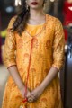 Image for Kusvaa Dark Yellow Chanderi Double Layered Dress Closeup