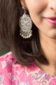 Image for Kusvaa Kusum Kt40 Tribal Silver Earrings Flowers Motif