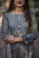Image for Kusvaa Kusum Kuoj25 Black Grey Kurta With Dupatta Closeup
