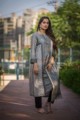 Image for Kusvaa Kusum Kuoj25 Black Grey Kurta With Dupatta Side