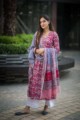 Image for Kusvaa Kusum Kuoj26 Red Blue Kurta With Dupatta Side