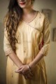 Image for Kusvaa Ws349 Beige Cotton Silk Kurta Closeup