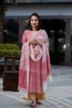 Image for Kusum Kuoj35 Red White Handloom Cotton Kurta Dupatta 1