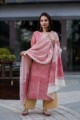 Image for Kusum Kuoj35 Red White Handloom Cotton Kurta Dupatta 2