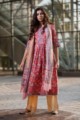 Image for Kusvaa Kusum Kuoj39 Red Blue Kurta With Dupatta Front