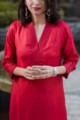 Image for Kusvaa Ne08 Pasmina Red Kurta Closeup