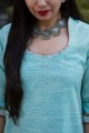 Image for Kusvaa Ne10 Sky Blue Bhagalpuri Silk Kurta Closeup