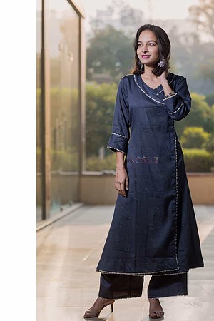 Image for Kusvaa Sr51 Greyish Blue Kurta Pants Featured