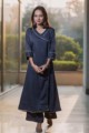 Image for Kusvaa Sr51 Greyish Blue Kurta Pants Front
