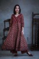 Image for Kusvaa Ws362 Maroon Ajrakh Kurta Palazzo Featured