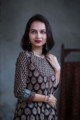 Image for Kusvaa Ws363 Black Ajrakh Kalidaar Dress Closeup Side