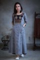 Image for Kusvaa Ws366 Greyish Blue Kurta Ajrakh Yoke Featured