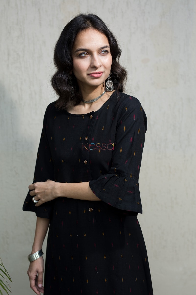 Image for Black Ikat A Line Kurta Featured