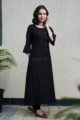 Image for Black Ikat A Line Kurtafront