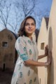 Image for Blue Cotton Slub Kurta With Stripe Pant Featured