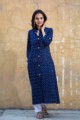Image for Ikat Blue A Line Kurta Front