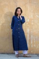 Image for Ikat Blue A Line Kurta Pocket