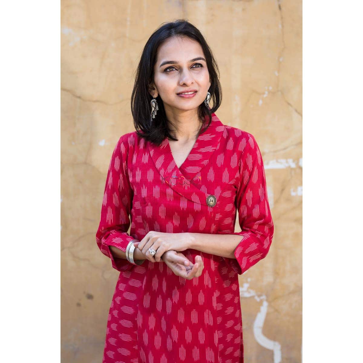 Image for Ikat Red A Line Kurta Featured
