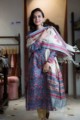 Image for Kuoj51 Tusser Blue Phool Jaal Kurta With Dupatta Front
