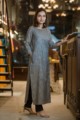 Image for Kusvaa Ws368 Grey Black Bhagalpuri Silk Kurta Side