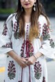 Image for Kusvaa Ws386 White Mughal Print Kurta Closeup
