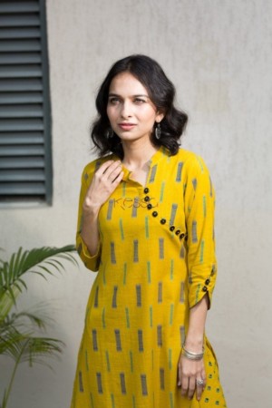 Image for Ws380 Mustard Kurta With Pant Closeup