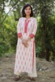 Image for Cream Ikat Print Straight Kurta Front
