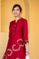 Image for Maroon Chanderi Silk Zari Kurta Closeup