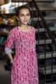 Image for Red And White Blockprint Kurta With Tussleclose