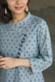 Image for Slaty Blue Ikat Kurta Close Up