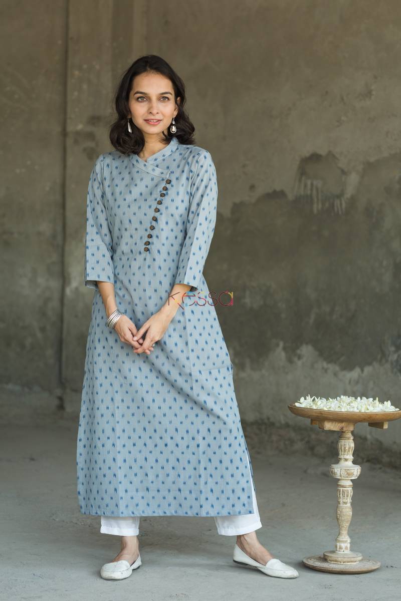 Image for Slaty Blue Ikat Kurta Feaured