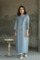 Image for Slaty Blue Ikat Kurta Front