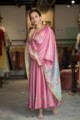 Image for Soft Burgandy Color Kurta Dupatta Pant Set Side
