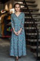 Image for Turquoise Choti Butti Kalidaar Kurta Front