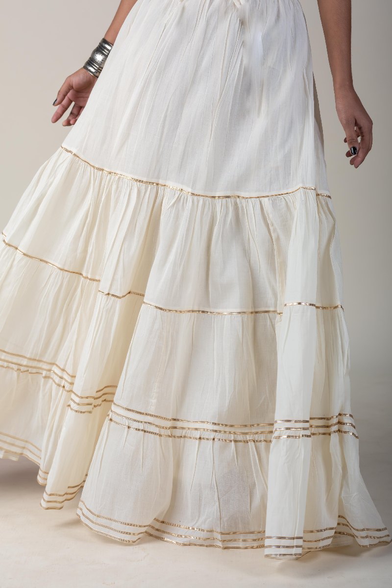 Image for Kusvaa Rp15skirt Free Size Cream Tiered Gotta Skirt Front New