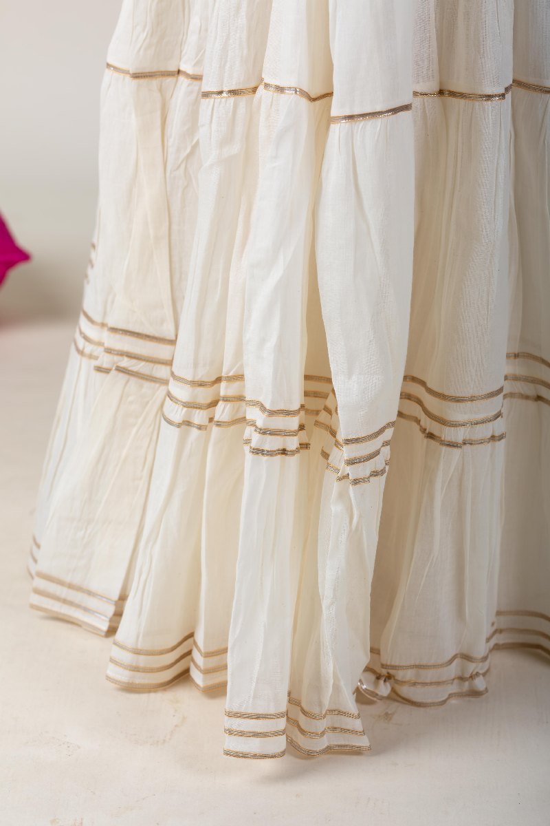 Image for Kusvaa Rp15skirt Free Size Cream Tiered Gotta Skirt Side New