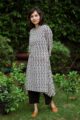 Image for Black Culottes With Beige Kurta And Stripe Stole Side