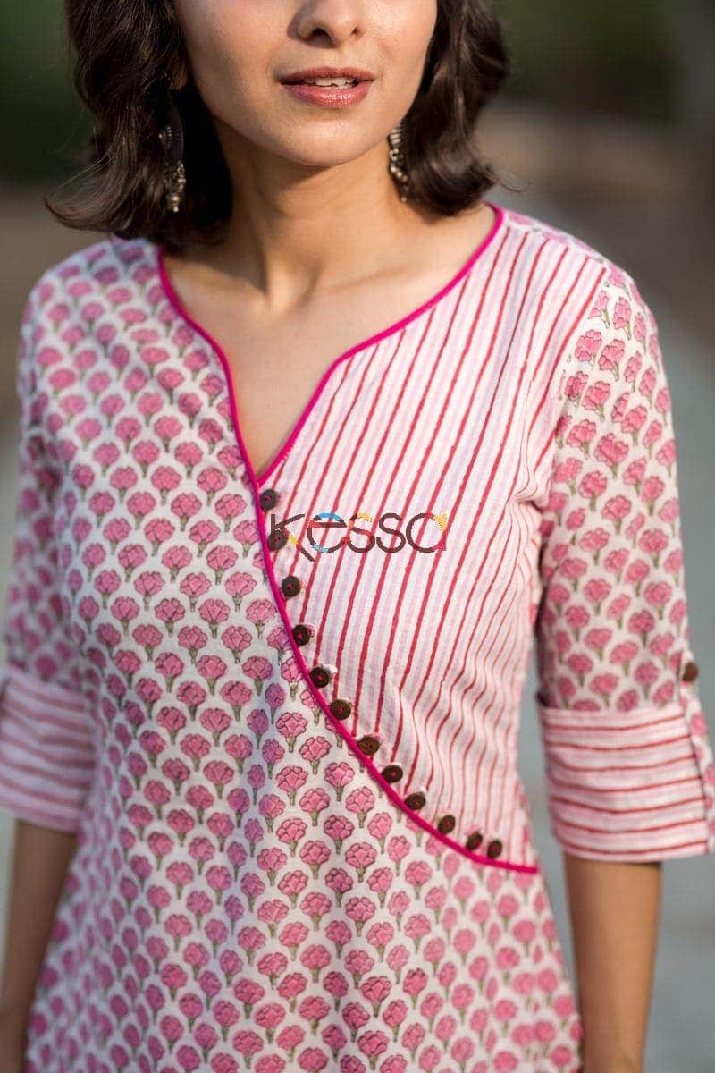 Image for Block Print Pink Kurta Details