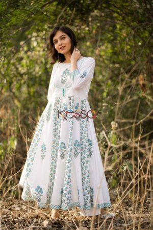 Image for Blue Mughal Kalidaar Kurta Side